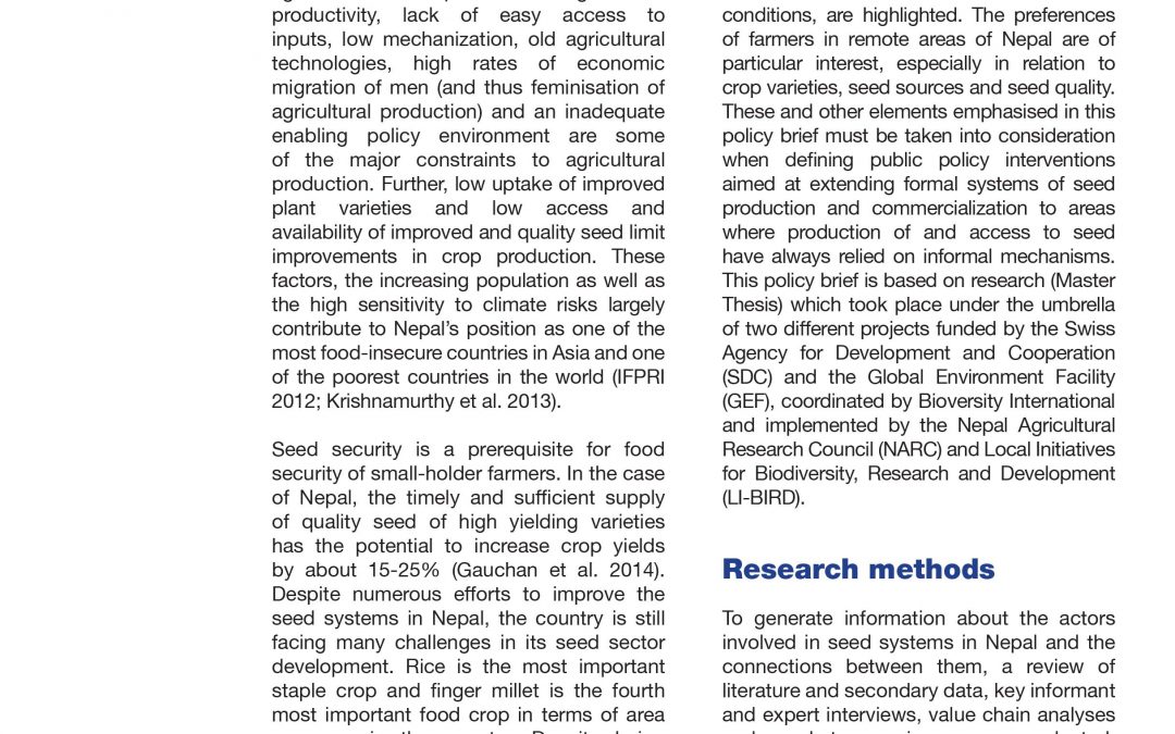 Farmers’ access to quality and diverse seed in Nepal: Implications for seed sector development